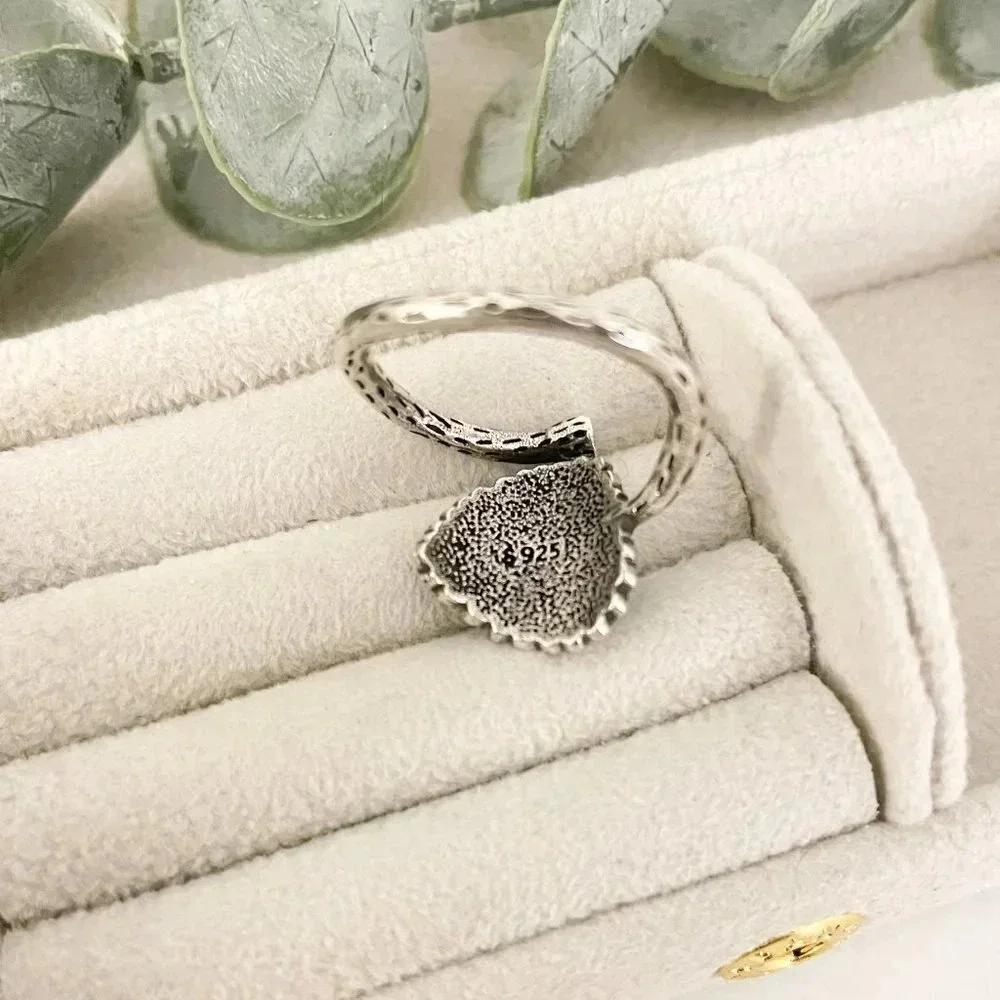 925 Sterling Silver Leaf Ring Vintage Wrap Ring Branch Ring Leaves Ring